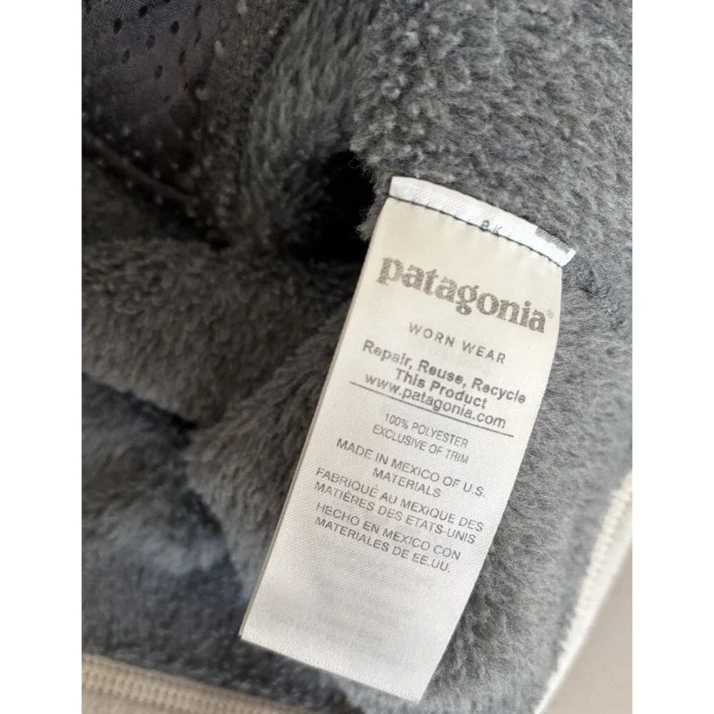 Patagonia Re-Tool Snap-T Fleece Pullover Womens Medium M Gray Cream Polartec